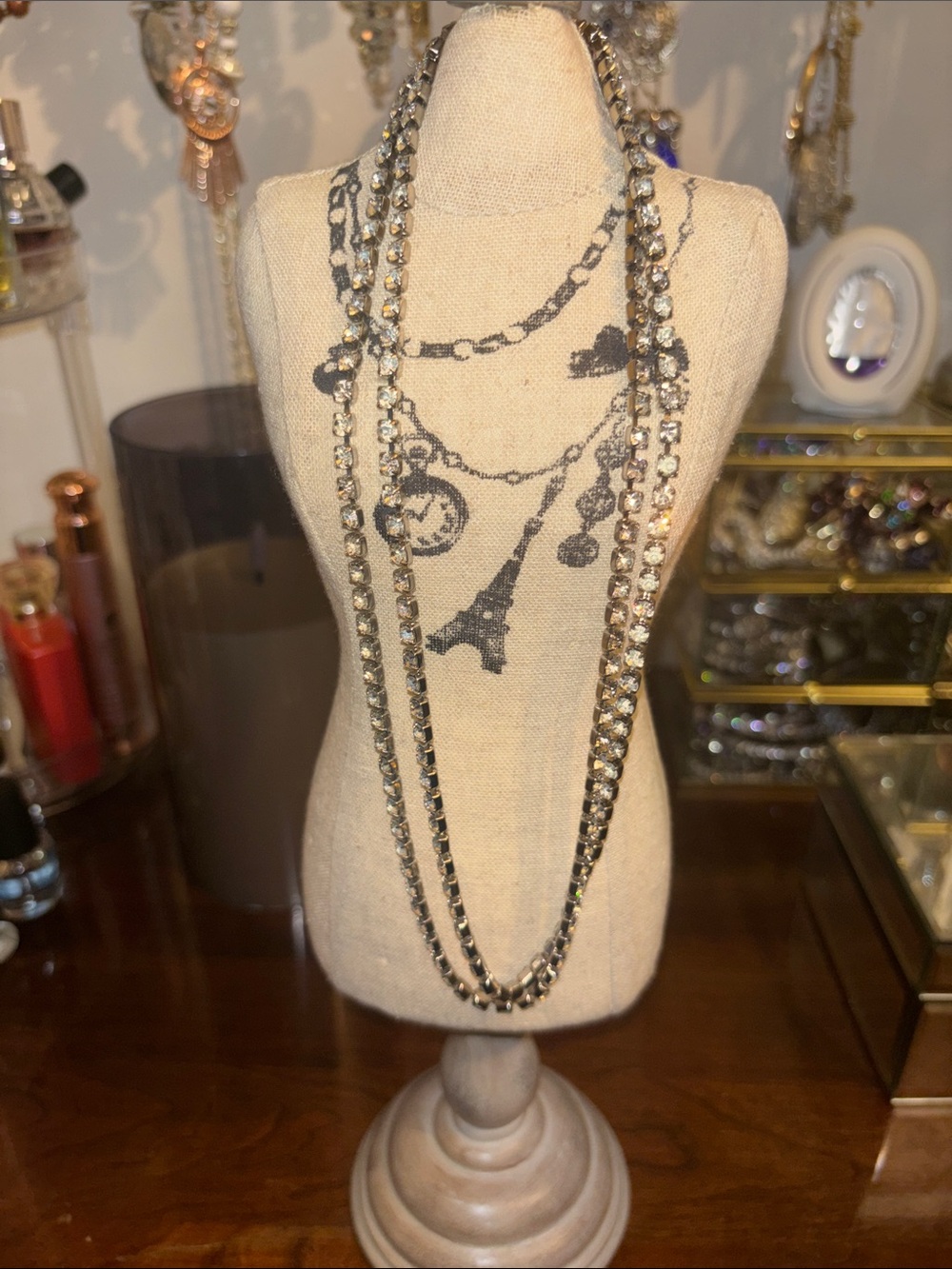 20â long Elegant Long Crystal-Embellished Necklace in Silver